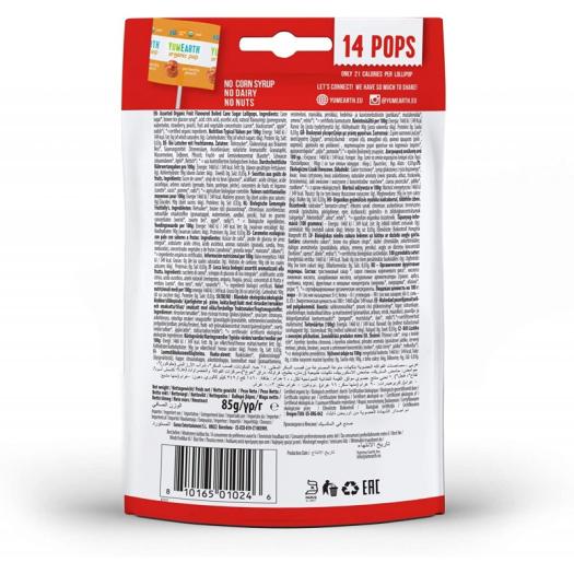 Piruletas Veganas Sabor a Frutas Fruit Pops Bio YumEarth 14ud