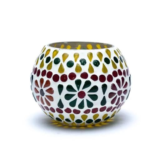 Portavelas de Té Mosaico de Flores 7cm