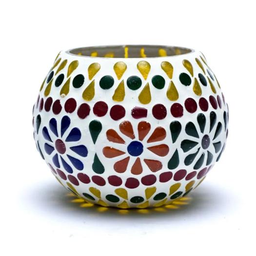 Portavelas de Té Mosaico de Flores 7cm
