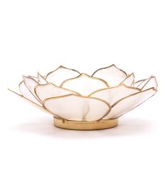 Portavelas Loto Natural y Oro 13,5cm