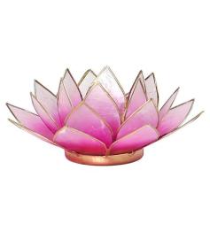 Portavelas Loto Rosa y Oro 13,5cm