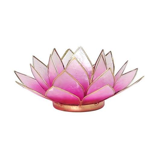 Portavelas Loto Rosa y Oro 13,5cm