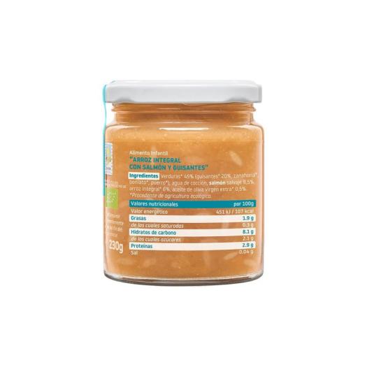 Potito Cachitos de Arroz Integral con Salmón y Guisantes Smileat Bio 230g