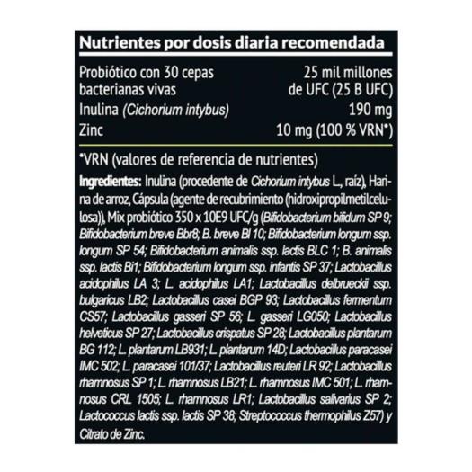 Probull com Probiótico de 30 estirpes, Inulina e Zinco Paleobull 60 cápsulas