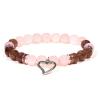 Pulsera de Cuarzo Rosa y Cuarzo Fresa con Corazón 8mm