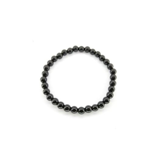 Pulsera de Turmalina Negra Bola Lisa 6mm