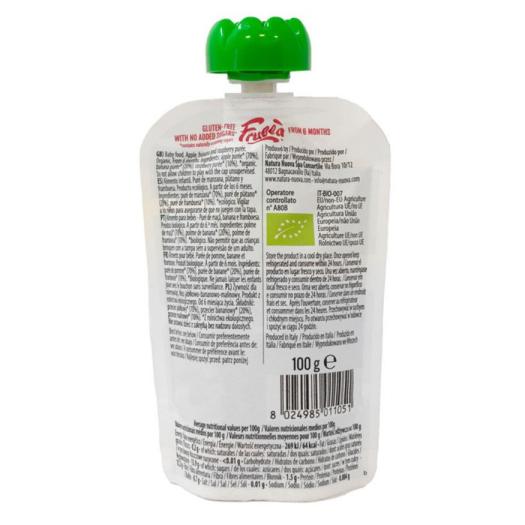 Puré BabyFruit Manzana Plátano y Frambuesa Doypack Frulla Bio 100g