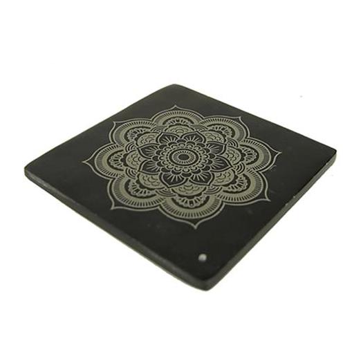 Quemador de Incienso Esteatita Negra con Mandala 10cm