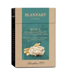Rocs de Barquillo y Coco con Chocolate Blanco Blanxart 100g