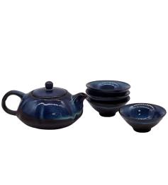 Set de Tetera Cerámica 4 Tazas Azul