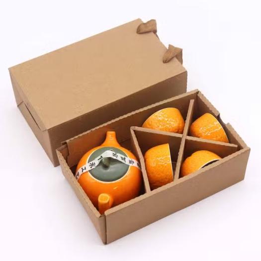 Set de Tetera Cerámica 4 Tazas Naranja