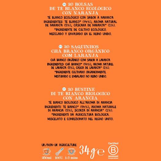 Té Blanco con Naranja Cupper Bio 20 bolsitas