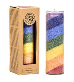 Vela Arco Iris Sin Perfume en Cristal 21x6cm