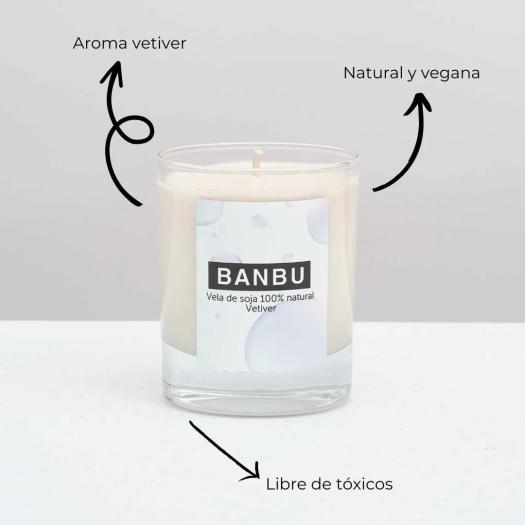 Vela de Soja Natural Vetiver Banbu