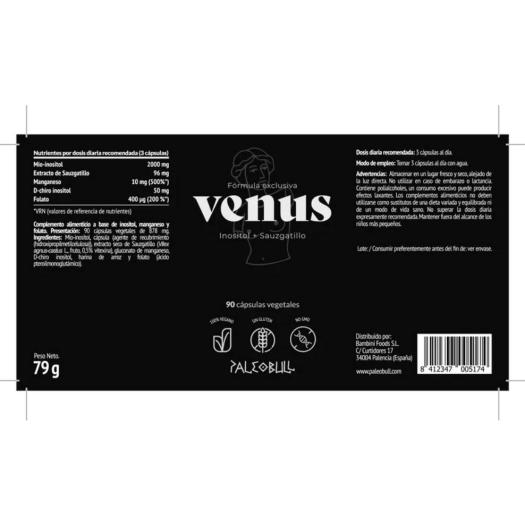 Venus com Inositol, Sauzgatillo y Folato Paleobull 90 cápsulas