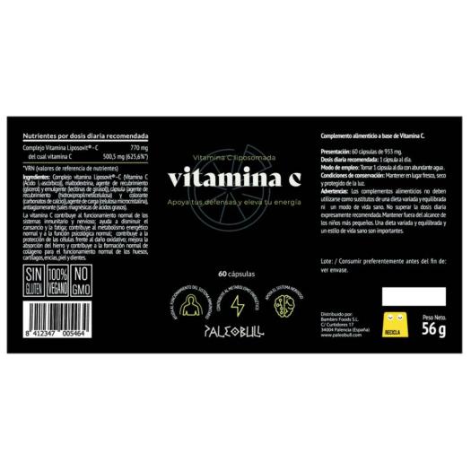 Vitamina C Lipossomal Paleobull 60 cápsulas