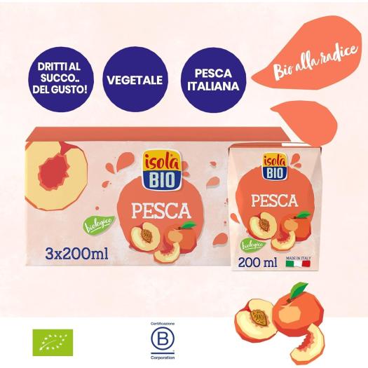 Zumo de Melocotón IsolaBio Bio 3x200ml